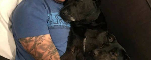 Mia (fka Tegan) is all snuggled up with her fur brother and daddy!